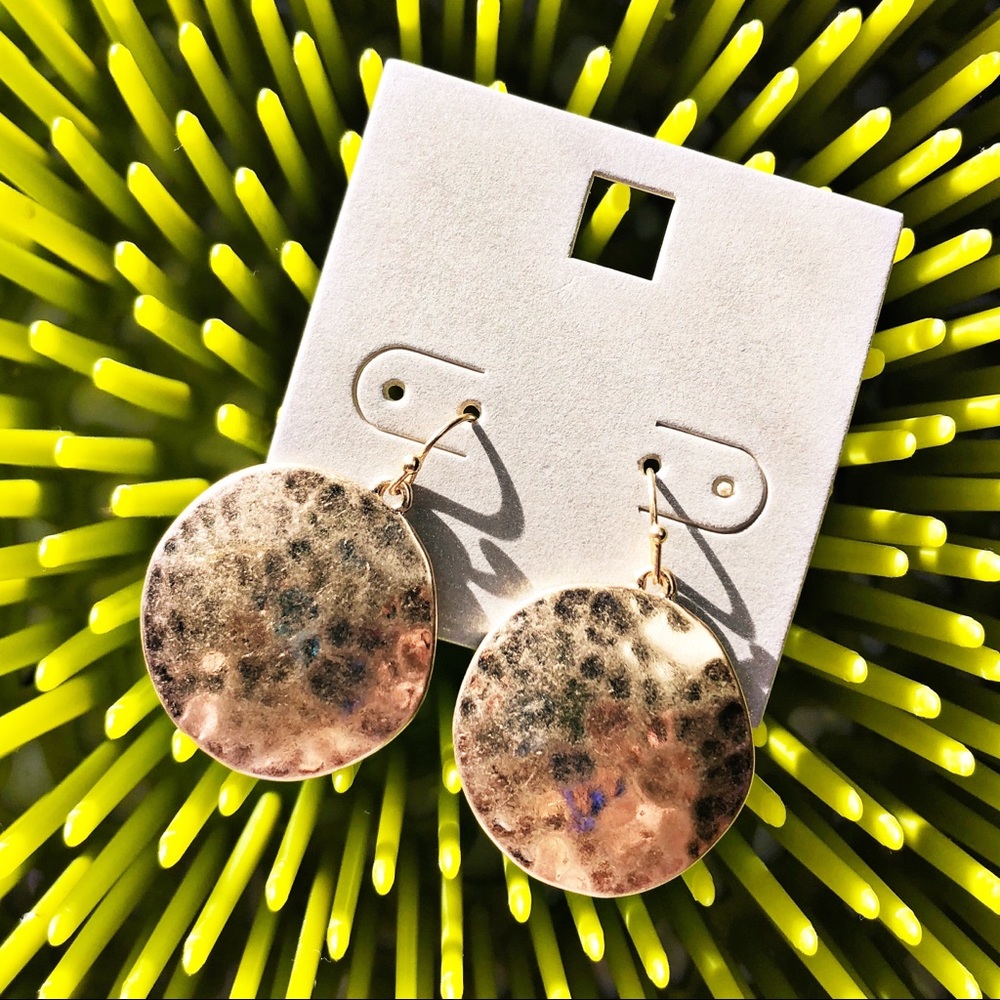 Gold Disc Drop Earrings
